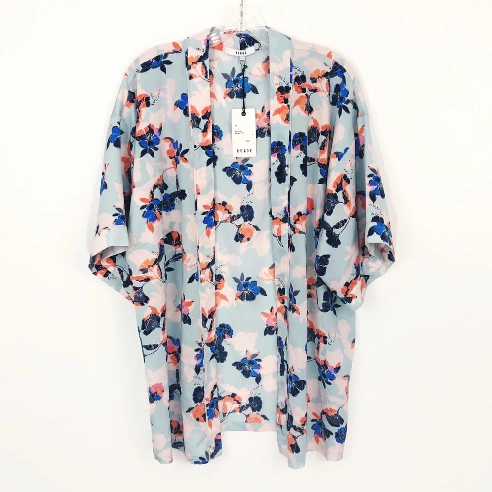 4/$25 Ro & De Mint Floral Kimono Small